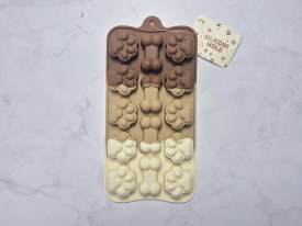 Molde silicona tricolor bombones huellitas y huesos